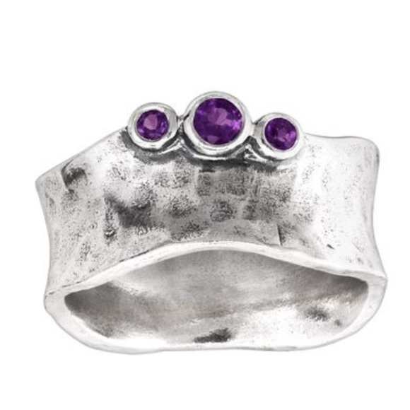 Sterling Silver Silpada ring with Natural Amethysts - Picture 2 of 4